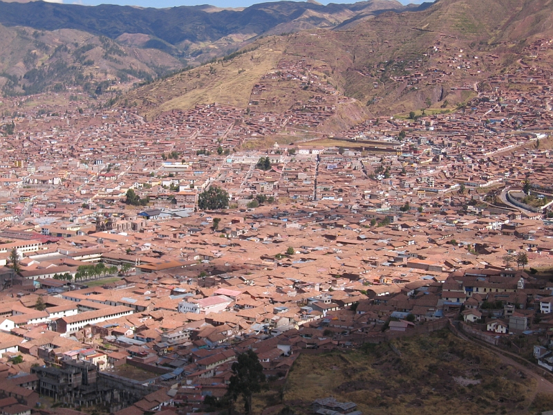 0806130053.JPG - Day 7, Friday, June 13, Cuzco. View of Cuzco from Sacsawaman ruinas.