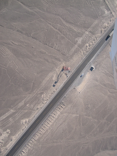 0806190032.JPG - Day 13, Thursday, June 19, Nazca Lines. The Pan American Highway cuts right through some of the lines.  Nobody was aware of the lines when the highway was built.
